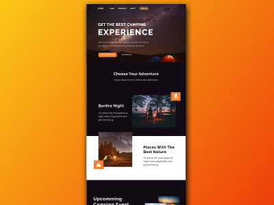 Bonfire - UI/UX for appealing Camping website. branding camping design figma graphic design illustration india prototype ui uiux