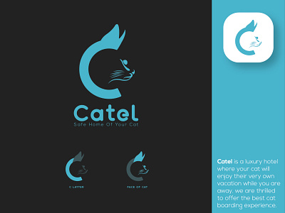 C Letter Logo Design for Cat or Pet Hotel.
Negative Space Logo
