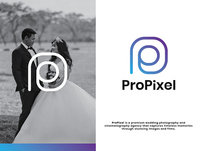P Letter Wedding Photography & Film Agency Logo Design brand branding bridal cinematic cinematography company creative design drone event event planning film identity logo love story marriage p letter photography vediography wedding