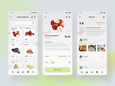 Grocery App | Categories, Product and Reviews app category design e commerce mobile product reviews ui ux