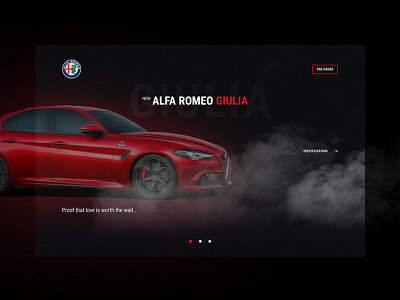 Promo Landing Page - Alfa Romeo Giulia black car dark design desktop landing promo slider ui web