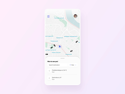 Mobile app for Taxi animation app card design gradients inteface minimal mobile service taxi ui ux