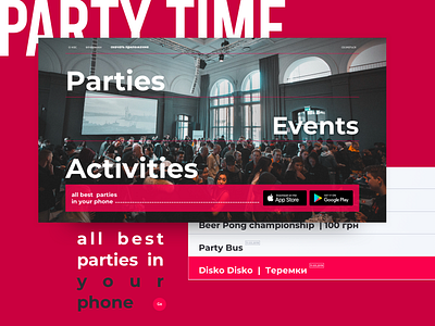 PartyTime [coming soon] branding design inteface minimal site typography ui ux web website