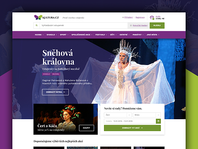 Kultura.Cz cinema concert culture green purple responsive theatre ui web webdesign website