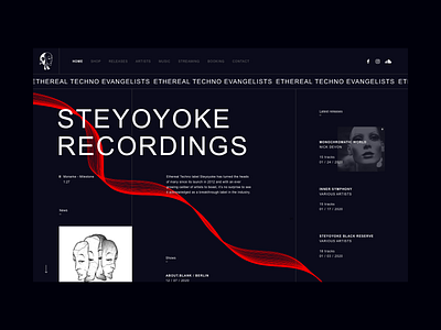 Techno Label Website Exploration black dark design music red simple techno typography ui visual