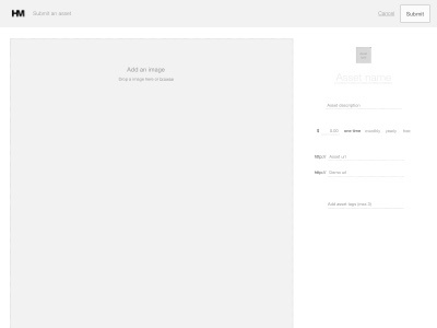 Add an asset form submission wip wireframes