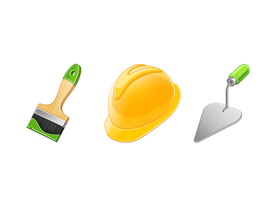 Building icons brick brush builder building construction helmet icon loggia paint tool trowel web