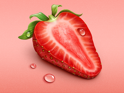Strawberry drops eat food fruit icon illustration loggia strawberry sweet water