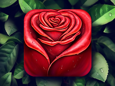 Rose App icon app application appstore drop drops flower icon icons ios ipad iphone leaf loggia mobile rose texture