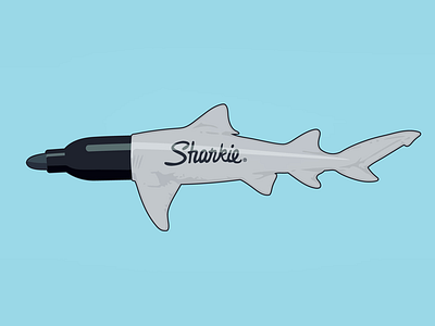 Sharkie art supplies fish pun shark sharpie vector