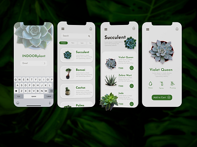 Indoor Plants App ui design xd design