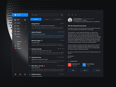 Mailbox — Dark mode