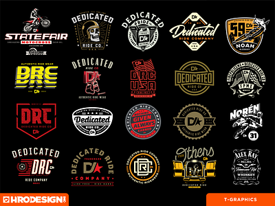 Dedicated Ride Co. Graphics Set badge branding design icon illustration logo moto mx type vector