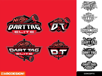 Nerf Dart Tag Elite Circa '18 badge branding dart design hasbro icon illustration kids logo nerf tag toys type vector