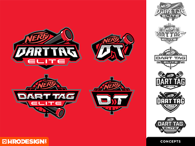 Nerf Dart Tag Elite Circa '18 badge branding dart design hasbro icon illustration kids logo nerf tag toys type vector