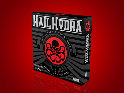 Hail Hydra Boardgame Cover Art avengers badge branding captain america hydra illustration marvel packaging superhero vector villain