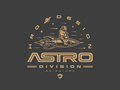 Astro Division astro astronaut badge badgedesign cosmic galaxy logo retro rocket space star