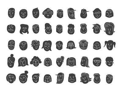 Faces faces grayscale illustration portraits vector
