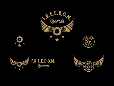 Freedom Records logo family branding design flat gold icon logo record vector