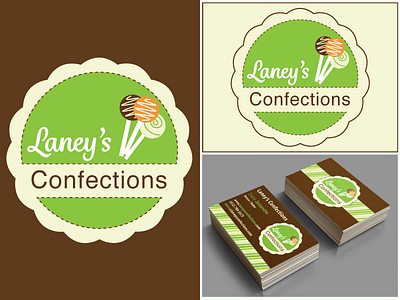 Laney's Confections Logo and Business Cards branding business cards cake cake pops cakepops confection logo