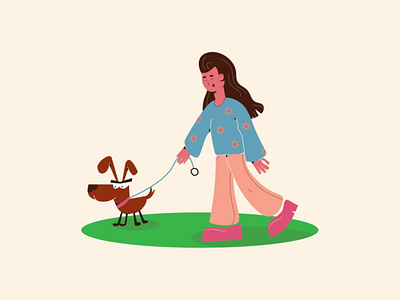 Girl and Dog adobeillustrator character design dog flatillustration girl graphic design illustration