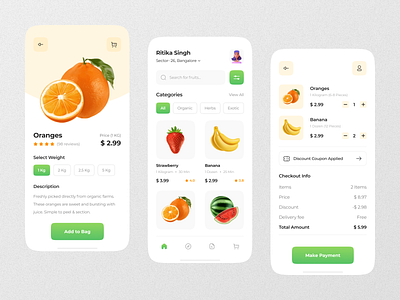 Grocery App app cart clean design e commerce food grocery ios market minimal mobile order shop store supermarket ui ux vegetables