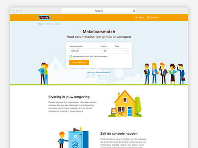 Makelaarsmatch branding funda illustration real estate real estate agent sketch typography ui ux website