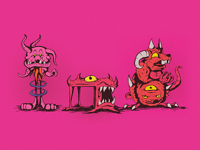 Kevin, John, and Gerald cartoon character design comic drawing illustration monster