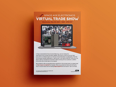 Space Age Electronics Virtual Trade Show Flyer advertising electronics fire safety innovation invitation life safety manufacturing poster smallbusiness technology trade collateral