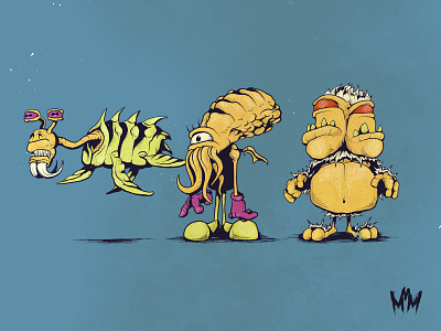 Phillip, Nemo, Brian, and Brandon cartoon character design digital art illustration monster