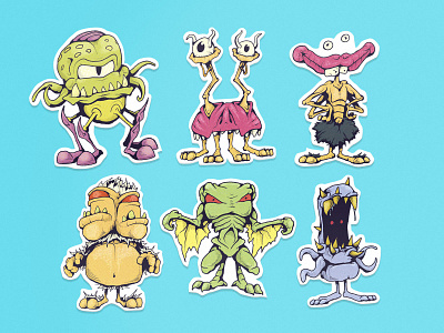 Monday Mosh Monsters Sticker Pack I creature design digital art drawing illustration monster stickers