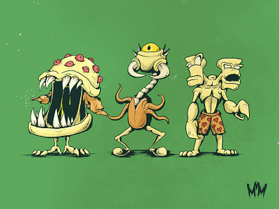 Mac, Horace, Ryan, and Chuck creature design digital art drawing illustration monster