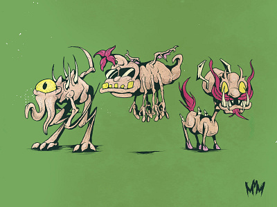 Iris, Henri, and Jin cartoon concept creature digital art drawing illustration monster