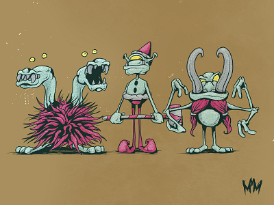 Dennis, Hobbes, and Zach cartoon christmas creature drawing elf holiday illustration monster texture wacom