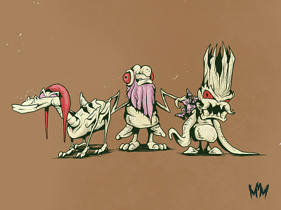 Nicholas, Jeb, and Brad cartoon character concept creature drawing illustration monster