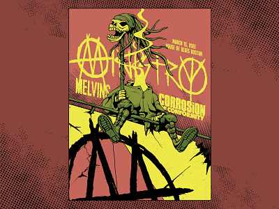 Ministry Gig Poster apocalypse boston concert cyberpunk drawing illustration industrial metal music screenprint