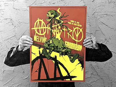 Ministry Gig Poster apocalypse band boston citgo concert cyberpunk grunge illustration industrial music neon sign screenprint sludge