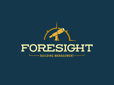 Foresight Building Management Logo brand building management icon identity logo navigation real estate slab serif telescope typography