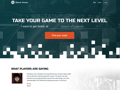 Gamer Sensei Homepage coaching esports homepage responsive web ui ux video games