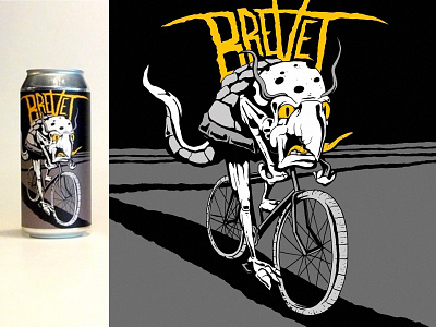 Brevet IPA Can Illustration 3cross fermentation coop beer bicycle brevet brewery can ipa local beer local brewer massachusetts race turtle worcester