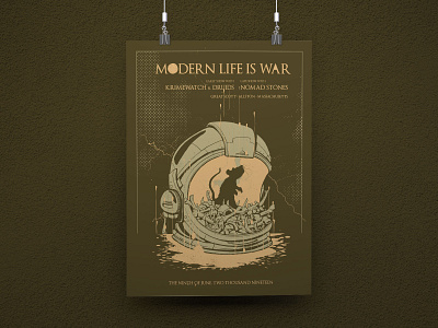 Modern Life is War Gig Poster astronaut bones concert hardcore illustration music rat screenprint