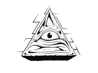 Eye of Providence black and white eye eyeball illustration pen and ink pyramid triangle