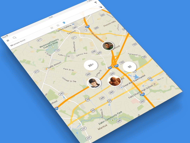 Adding People Nearby animation ipad map mobile nearby ui