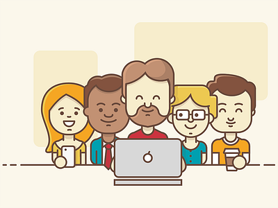 Process Illustration - Users character designer flat illustration laptop office outlined people team user vector