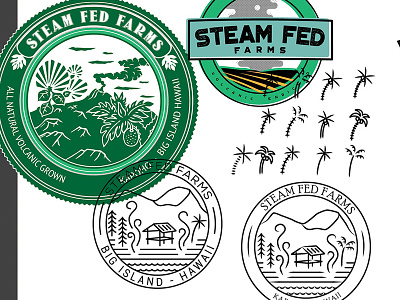 Leftover Farm Logo Bits badge branding emblem farm hawaii line logo mark steam