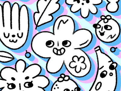 Garden friends 🌼 bw doodle draw friends garden happy illo illustration plants procreate texture