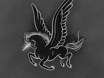 Peachtober - Horn black horse brush creatures digital fly horn horse illo illustration inktober inktober2020 mythical peachtober pegasus procreate texture unicorn wings