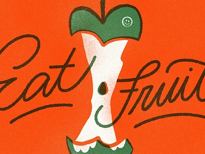 Peachtober - Core apple core eat fruit furrylittlepeach grain handlettering illo illustration inktober layers lettering multiply peachtober procreate script silkscreen texture type typography