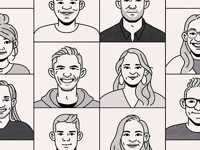 Brand studio - team portraits 2022 character coworkers grid illo illustration people portrait team team portraits teammates vector