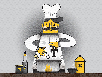 A Recipe for Brand Success brand brandguide chef cookbook designer gray illustration noise recipe texture tools yellow